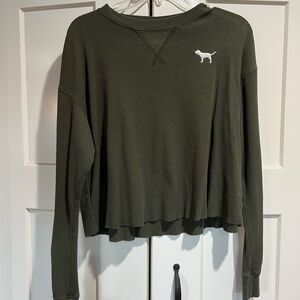 PINK Victoria's Secret Cropped Green Long Sleeve